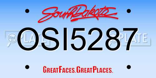OSI5287 South Dakota License Plate