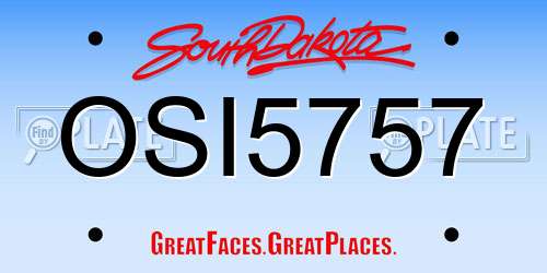 OSI5757 South Dakota License Plate