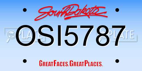 OSI5787 South Dakota License Plate