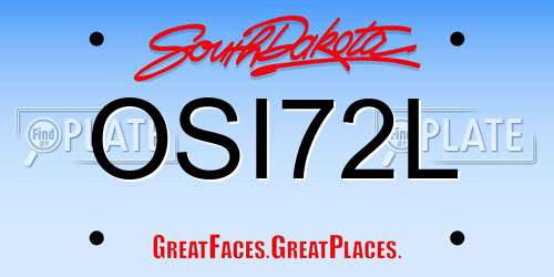 OSI72L South Dakota License Plate