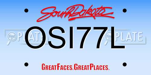OSI77L South Dakota License Plate