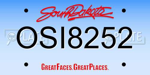 OSI8252 South Dakota License Plate