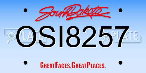 OSI8257 South Dakota License Plate