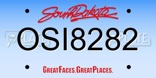OSI8282 South Dakota License Plate