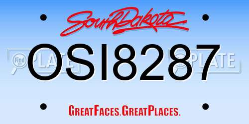 OSI8287 South Dakota License Plate