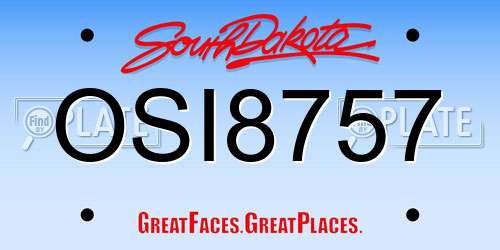 OSI8757 South Dakota License Plate