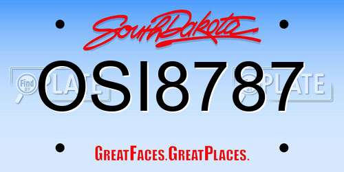 OSI8787 South Dakota License Plate