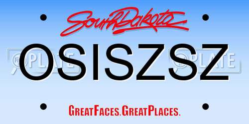 OSISZSZ South Dakota License Plate