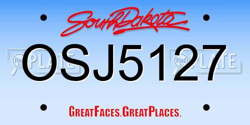 OSJ5127 South Dakota License Plate