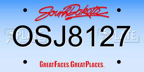 OSJ8127 South Dakota License Plate