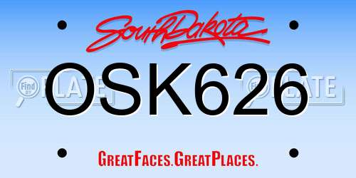 OSK626 South Dakota License Plate