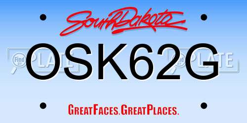 OSK62G South Dakota License Plate