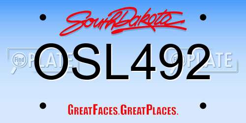 OSL492 South Dakota License Plate