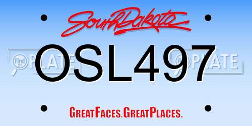 OSL497 South Dakota License Plate