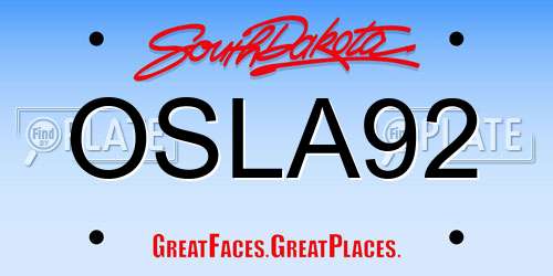 OSLA92 South Dakota License Plate
