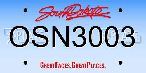 OSN3003 South Dakota License Plate