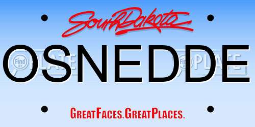 OSNEDDE South Dakota License Plate