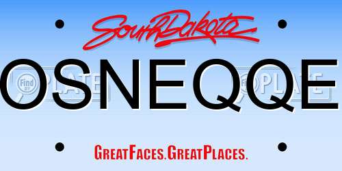 OSNEQQE South Dakota License Plate