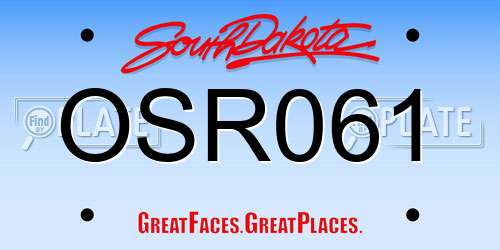 OSR061 South Dakota License Plate