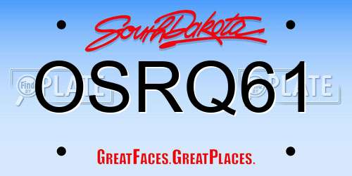OSRQ61 South Dakota License Plate