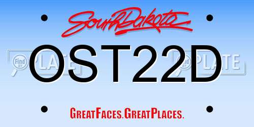 OST22D South Dakota License Plate