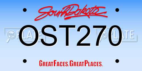 OST270 South Dakota License Plate