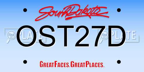 OST27D South Dakota License Plate