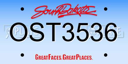 OST3536 South Dakota License Plate