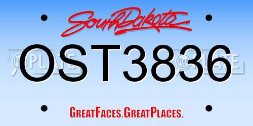 OST3836 South Dakota License Plate