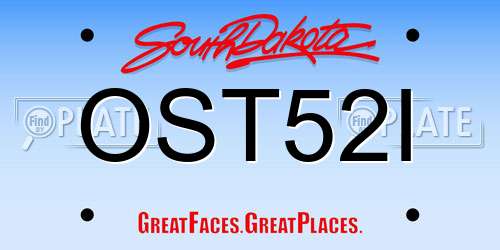 OST52I South Dakota License Plate
