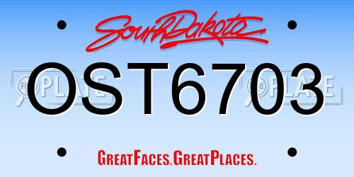 OST6703 South Dakota License Plate