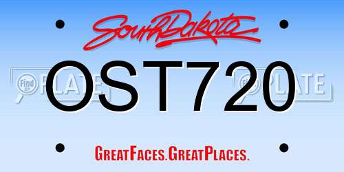 OST720 South Dakota License Plate