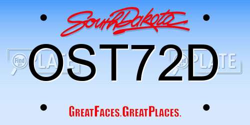 OST72D South Dakota License Plate