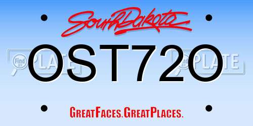 OST72O South Dakota License Plate