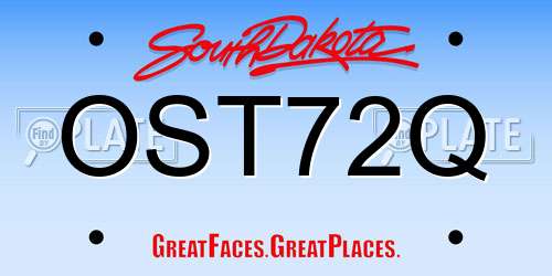 OST72Q South Dakota License Plate