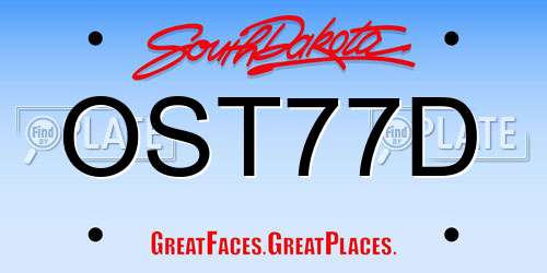OST77D South Dakota License Plate