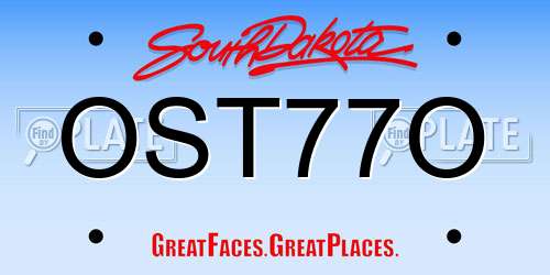 OST77O South Dakota License Plate