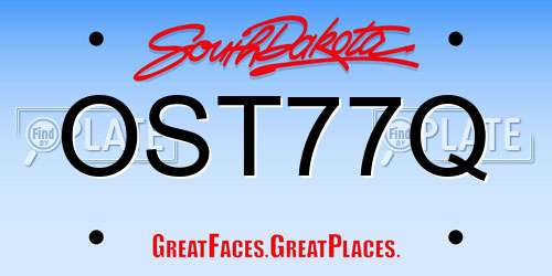 OST77Q South Dakota License Plate
