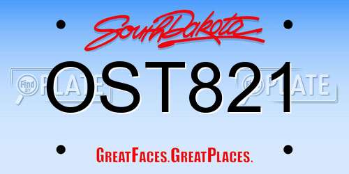 OST821 South Dakota License Plate