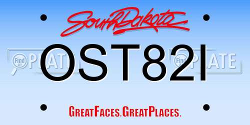 OST82I South Dakota License Plate
