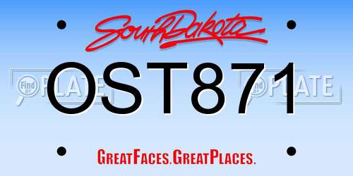 OST871 South Dakota License Plate