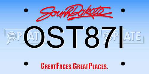 OST87I South Dakota License Plate