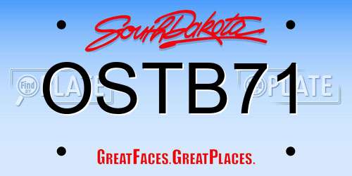 OSTB71 South Dakota License Plate