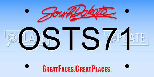 OSTS71 South Dakota License Plate