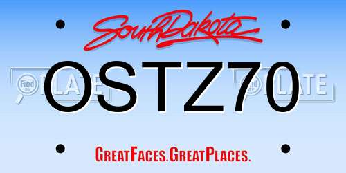 OSTZ70 South Dakota License Plate