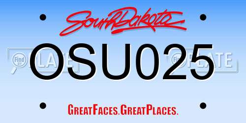 OSU025 South Dakota License Plate