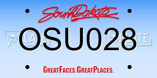 OSU028 South Dakota License Plate