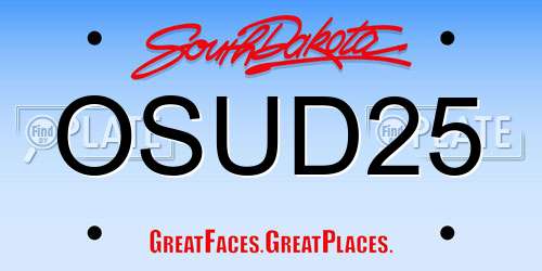 OSUD25 South Dakota License Plate