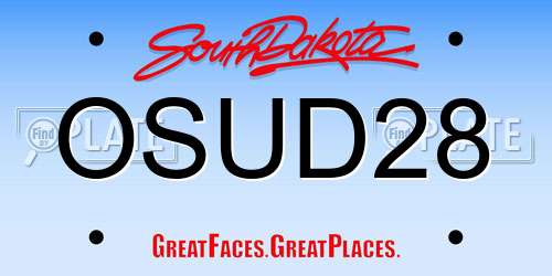 OSUD28 South Dakota License Plate