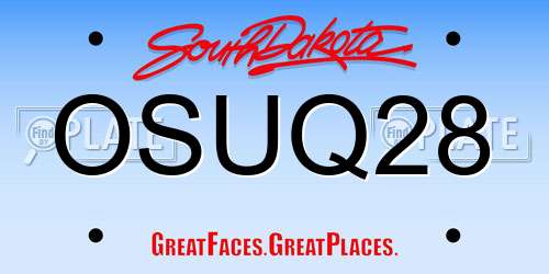 OSUQ28 South Dakota License Plate